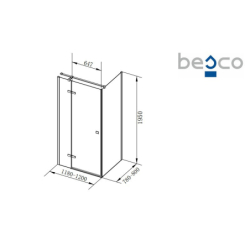 Kabina prysznicowa prostokątna Pixa Black New 120x80x195 lewa BESCO PPL-128-195B