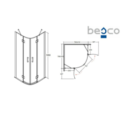 Kabina prysznicowa półokrągła Viva 80x80x195 BESCO VP-80-195-C