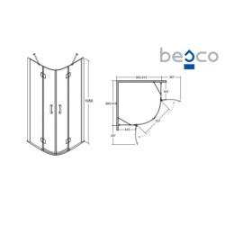 Kabina prysznicowa półokrągła Viva 90x90x195 BESCO VP-90-195-C