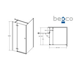 Kabina prysznicowa kwadratowa Pixa 90x90x195 lewa BESCO PKL-90-195-C