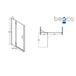 Drzwi prysznicowe Viva 100x195 lewa BESCO DVL-100-195C