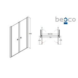 Drzwi prysznicowe Sinco Due 90x195 BESCO DSD-90