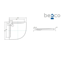 Brodzik prysznicowy półokrągły Asco UltraSlim 90x90x2.4/3.5 biały poł. BESCO BMAS-90