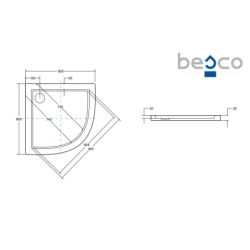 Brodzik prysznicowy półokrągły Aron SlimLine 80x80x3/5.5 biały poł. BESCO BAA-80-NR