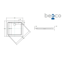 Brodzik prysznicowy kwadratowy Aquarius SlimLine 80x80x3/5.5 biały poł. BESCO BAA-80-K