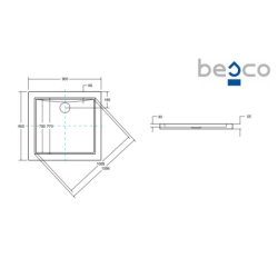 Brodzik prysznicowy kwadratowy Aquarius SlimLine 90x90x3/5.5 biały poł. BESCO BAA-90-K