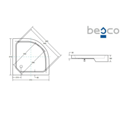 Brodzik prysznicowy półokrągły Alex 80x80x4/16 biały poł. BESCO BAA-80