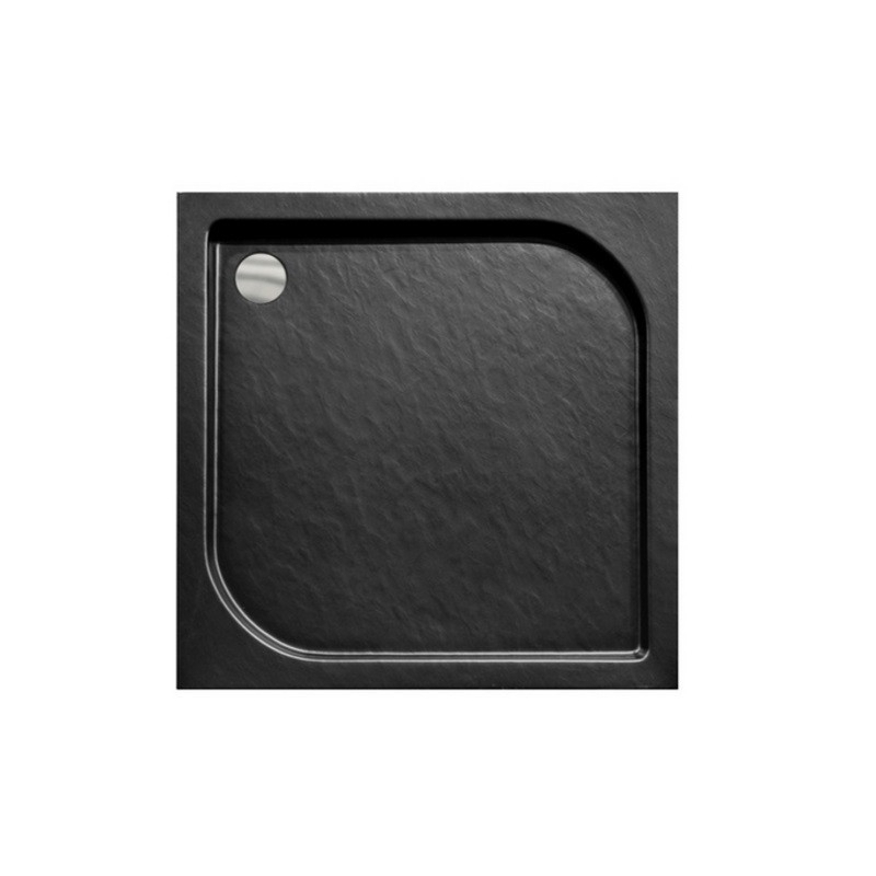 Brodzik prysznicowy kwadratowy Oskar Stone Effect New 80x80x4/16 czarny mat BESCO BAO-80-P-CN