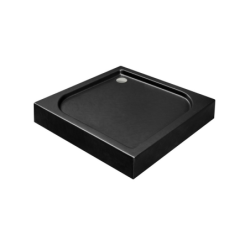 Brodzik prysznicowy kwadratowy Oskar Stone Effect New 80x80x4/16 czarny mat BESCO BAO-80-P-CN