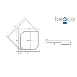 Brodzik prysznicowy kwadratowy Oskar Stone Effect New 80x80x4/16 czarny mat BESCO BAO-80-P-CN