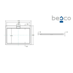 Brodzik prysznicowy prostokątny Axim UltraSlim 120x80x2.5/4.5 biały poł. BESCO BAX-128-P