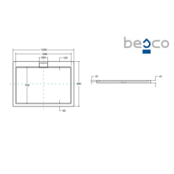 Brodzik prysznicowy prostokątny Axim UltraSlim 120x90x2.5/4.5 biały poł. BESCO BAX-129-P