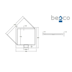 Brodzik prysznicowy kwadratowy Axim UltraSlim 90x90x2.5/4.5 biały poł. BESCO BAX-90-KW