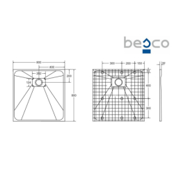 Brodzik prysznicowy kwadratowy Vexo 80x80x1/2.6 biały BESCO BV-80-80-K