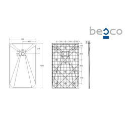 Brodzik prysznicowy prostokątny Vexo 150x90x1/2.6 biały BESCO BV-150-90-P