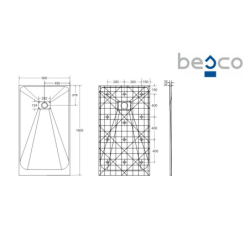 Brodzik prysznicowy prostokątny Vexo 160x90x1/2.6 biały BESCO BV-160-90-P