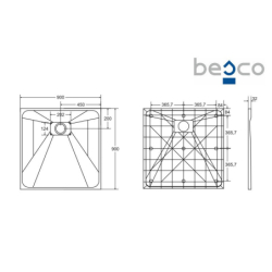 Brodzik prysznicowy kwadratowy Vexo 90x90x1/2.6 czarny mat BESCO BVB-90-90-K