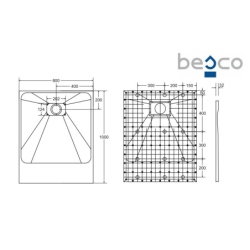 Brodzik prysznicowy prostokątny Vexo 100x80x1/2.6 czarny mat BESCO BVB-100-80-P