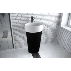 Umywalka wolnostojąca owalna Uniqa Black&White 32x46x84 zew. czarny poł./wew. biały poł. BESCO UMD-U-WBWW klik klak biały