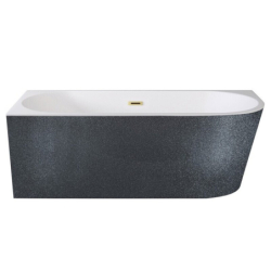 Wanna wolnostojąca asymetryczna narożna Zoya Glam 150x75 zew. grafit-lewa BESCO WA-150-ZLGR klik-klak z przel. chrom