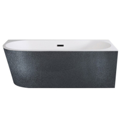 Wanna wolnostojąca asymetryczna narożna Zoya Glam 150x75 zew. grafit-prawa BESCO WA-150-ZPGZ klik-klak z przel. złote