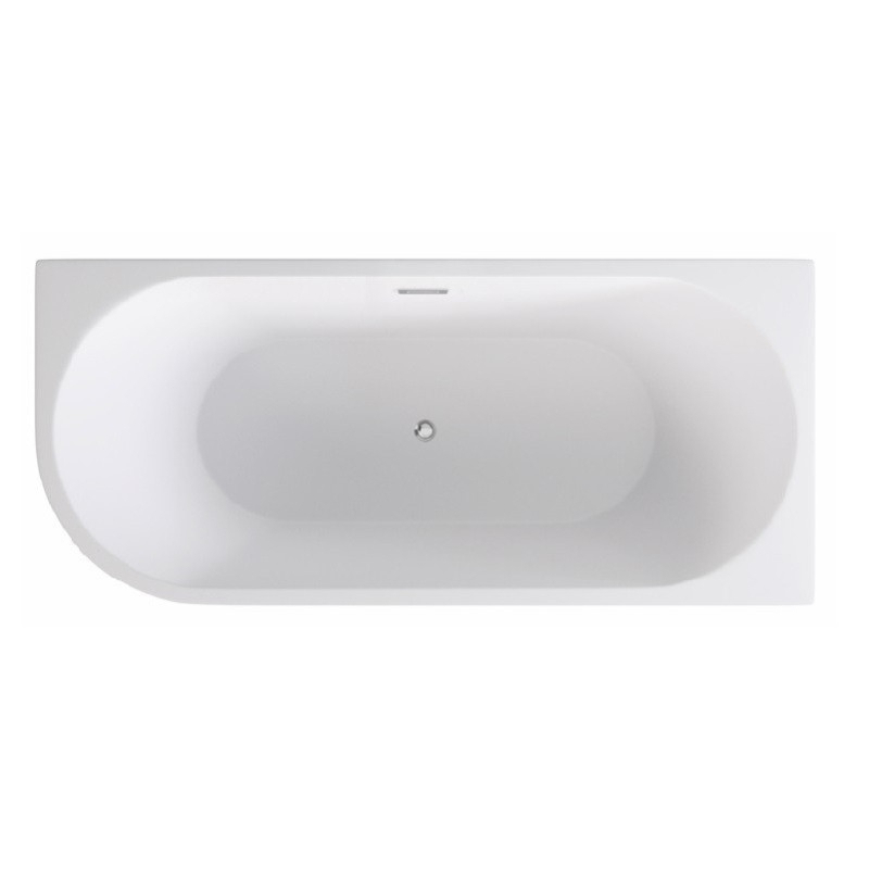 Wanna wolnostojąca asymetryczna narożna Zoya Glam 150x75 zew. grafit-prawa BESCO WA-150-ZPGC klik-klak z przel. czarny mat