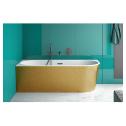 Wanna wolnostojąca asymetryczna narożna Zoya Glam 170x80 zew. złoty-lewa BESCO WA-170-ZLZL klik-klak z przel. chrom
