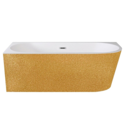 Wanna wolnostojąca asymetryczna narożna Zoya Glam 170x80 zew. złoty-lewa BESCO WA-170-ZLZB klik-klak z przel. białe