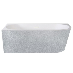 Wanna wolnostojąca asymetryczna narożna Zoya Glam 170x80 zew. srebrny-lewa BESCO WA-170-ZLSB klik-klak z przel. białe