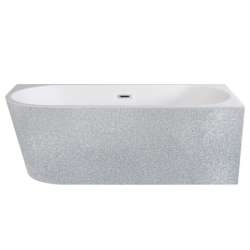Wanna wolnostojąca asymetryczna narożna Zoya Glam 170x80 zew. srebrny-prawa BESCO WA-170-ZPSG klik-klak z przel. grafit