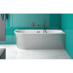 Wanna wolnostojąca asymetryczna narożna Zoya Glam 170x80 zew. srebrny-prawa BESCO WA-170-ZPSG klik-klak z przel. grafit