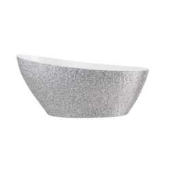 Wanna wolnostojąca owalna Keya Glam 165x70 zew. srebrny/wew. biały poł. BESCO WMD-165-KS klik-klak chrom