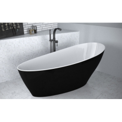 Wanna wolnostojąca owalna Keya Black&White 165x70 zew. czarny mat/wew. biały poł. BESCO WMMC-165KKC klik-klak chrom