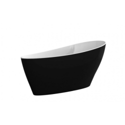 Wanna wolnostojąca owalna Keya Black&White 165x70 zew. czarny mat/wew. biały poł. BESCO WMMC-165KGR klik-klak grafit