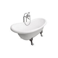 Wanna wolnostojąca owalna Otylia 170x77 biały poł., łapy białe BESCO WKO-170W+BI bez syfonu