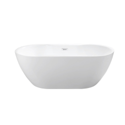 Wanna wolnostojąca owalna Navia 150x80 biała poł. BESCO WAS-150-NCZ klik-klak z przel. czarny mat