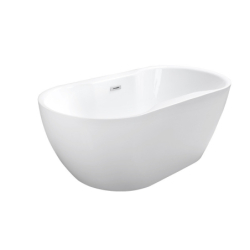 Wanna wolnostojąca owalna Navia 150x80 biała poł. BESCO WAS-150-NCZ klik-klak z przel. czarny mat
