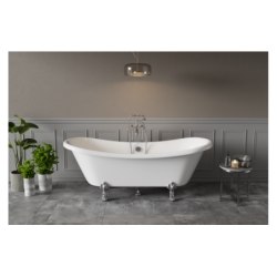 Wanna wolnostojąca owalna Amelia 190x77 biały poł., łapy złote BESCO WKA-190W+ZL bez syfonu