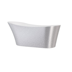 Wanna wolnostojąca owalna Calima Glam 170x74 zew. srebrny/wew. biały poł. BESCO WAS-170-CSZ klik-klak z przel. złote