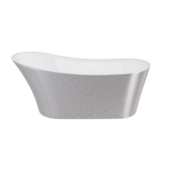Wanna wolnostojąca owalna Calima Glam 170x74 zew. srebrny/wew. biały poł. BESCO WAS-170-CSZ klik-klak z przel. złote