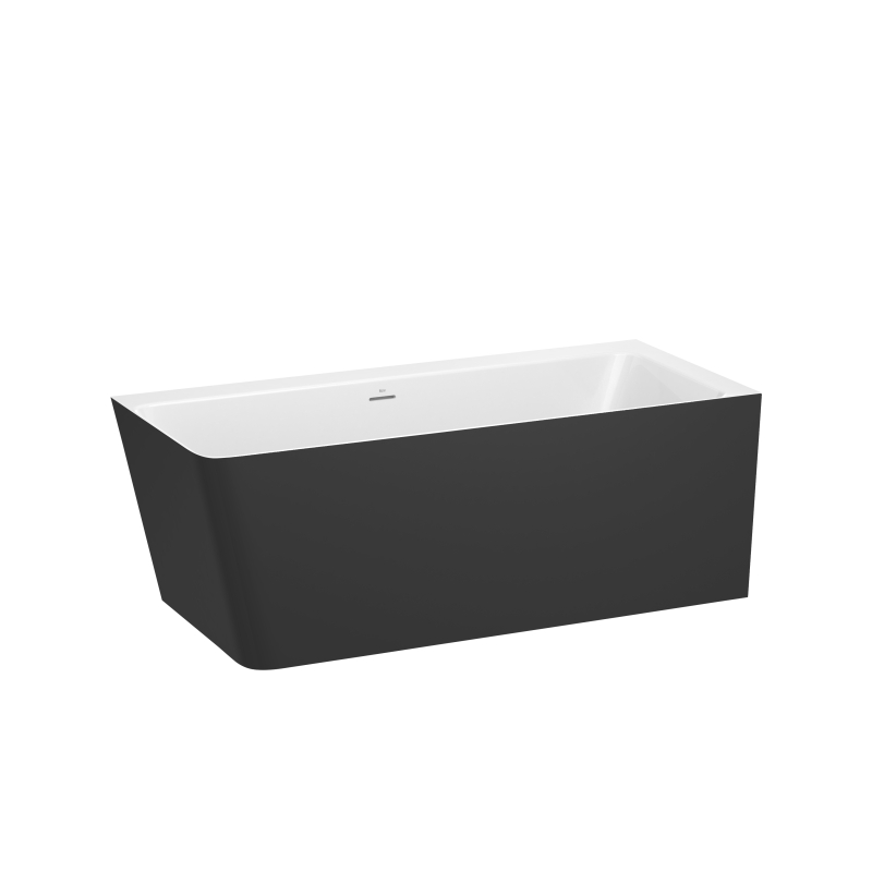 ONA Wanna narożna, PRAWA, z klik-klak oraz przel. Materiał STONEX 1600x700, czarny mat zewn.z / biały wewn. ROCA A2486380K0