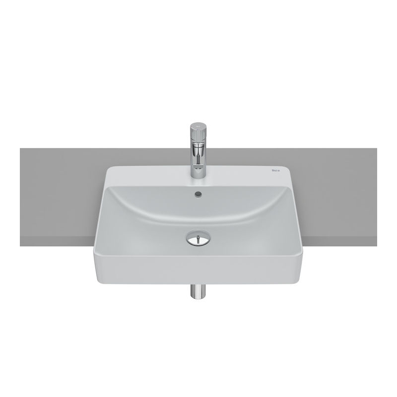 INSPIRA SQUARE Umywalka półblatowa 550x420 FINECERAMIC PERŁA ROCA A32753S630