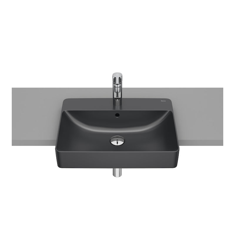 INSPIRA SQUARE Umywalka półblatowa 550x420 FINECERAMIC ONYX ROCA A32753S640