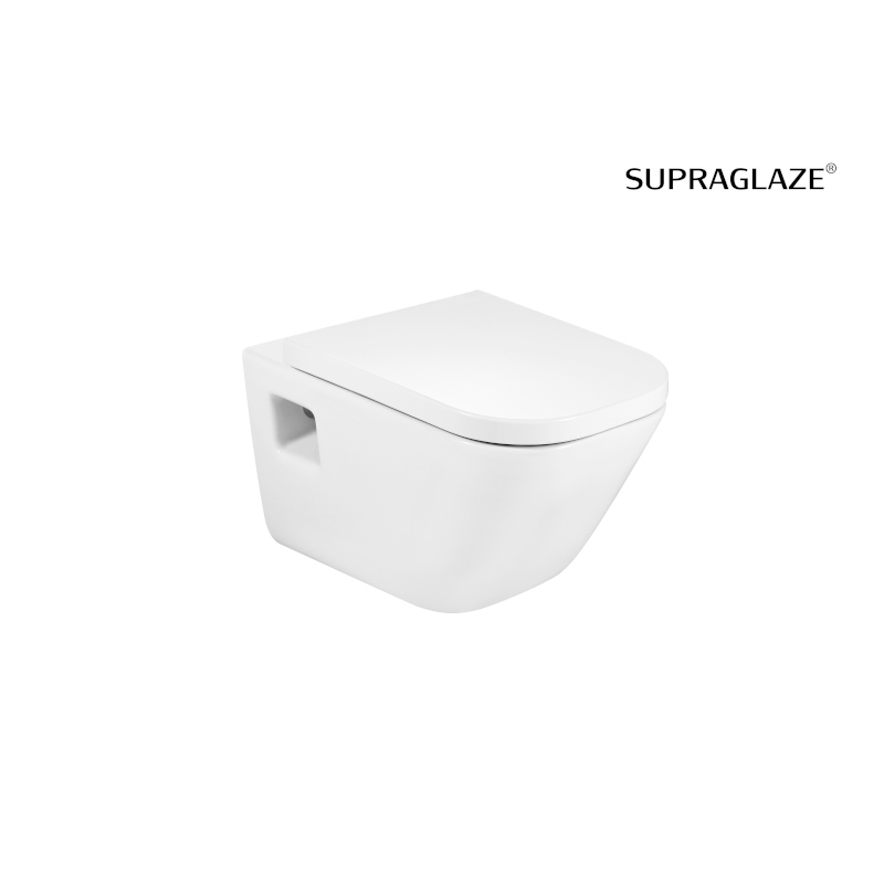 GAP SQUARE Rimless Miska WC podwieszana 54 cm (odkryte mocowania) Supraglaze ROCA A34647FS00