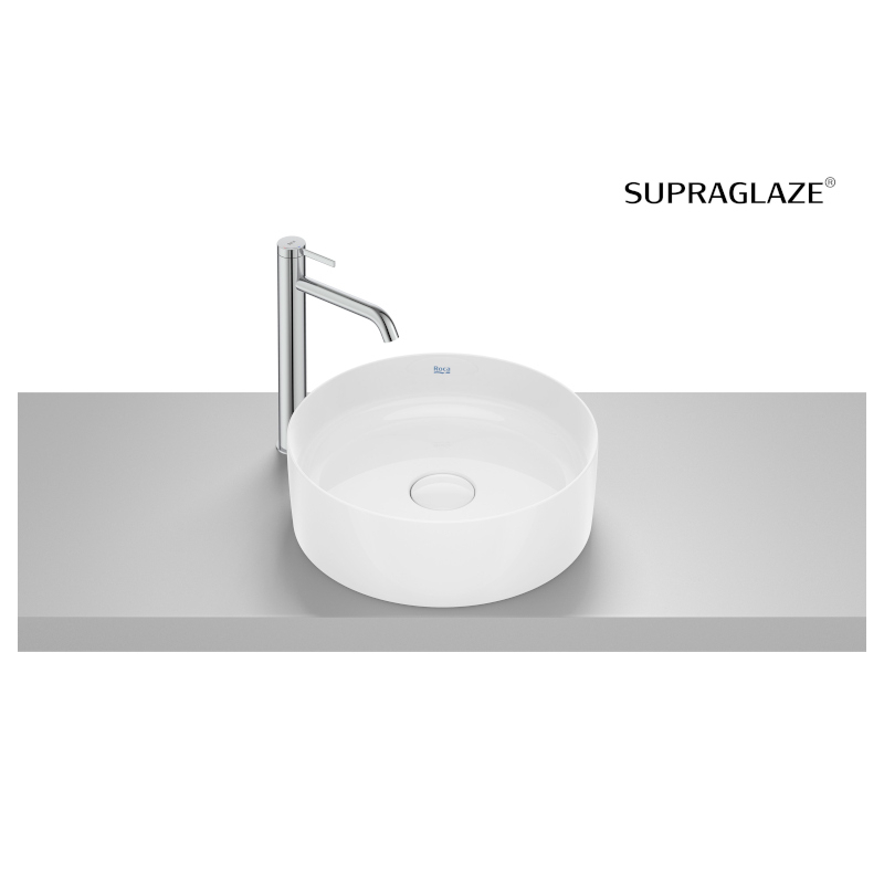TERRA Umywalka nablatowa okrągła 39 cm Fineceramic biały połysk Supraglaze ROCA A32787NS00