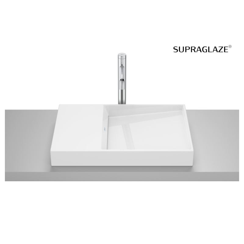 HORIZON Umywalka nablatowa DASH 60x38 cm biały połysk Supraglaze ROCA A327279S0B
