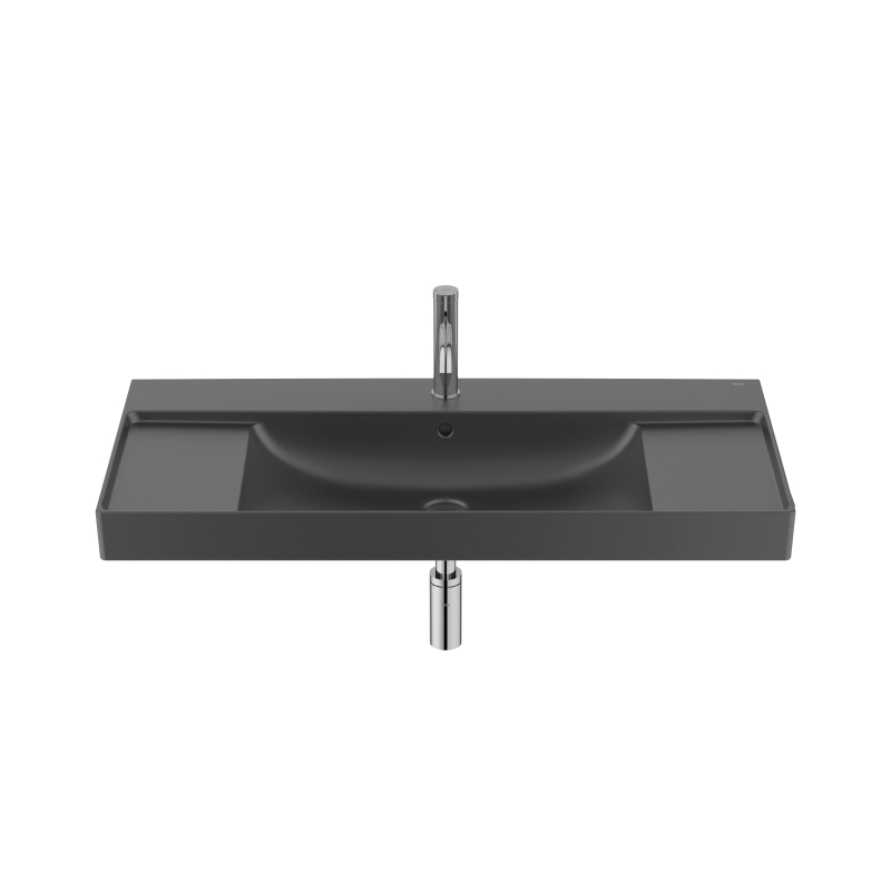 ONA Umywalka ścienna 100x46 cm Fineceramic CZARNY MAT ROCA A32768A080