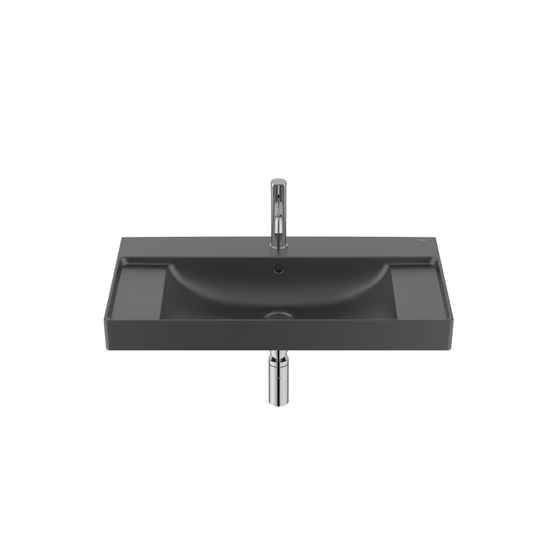 ONA Umywalka ścienna 80x46 cm Fineceramic CZARNY MAT ROCA A32768H080