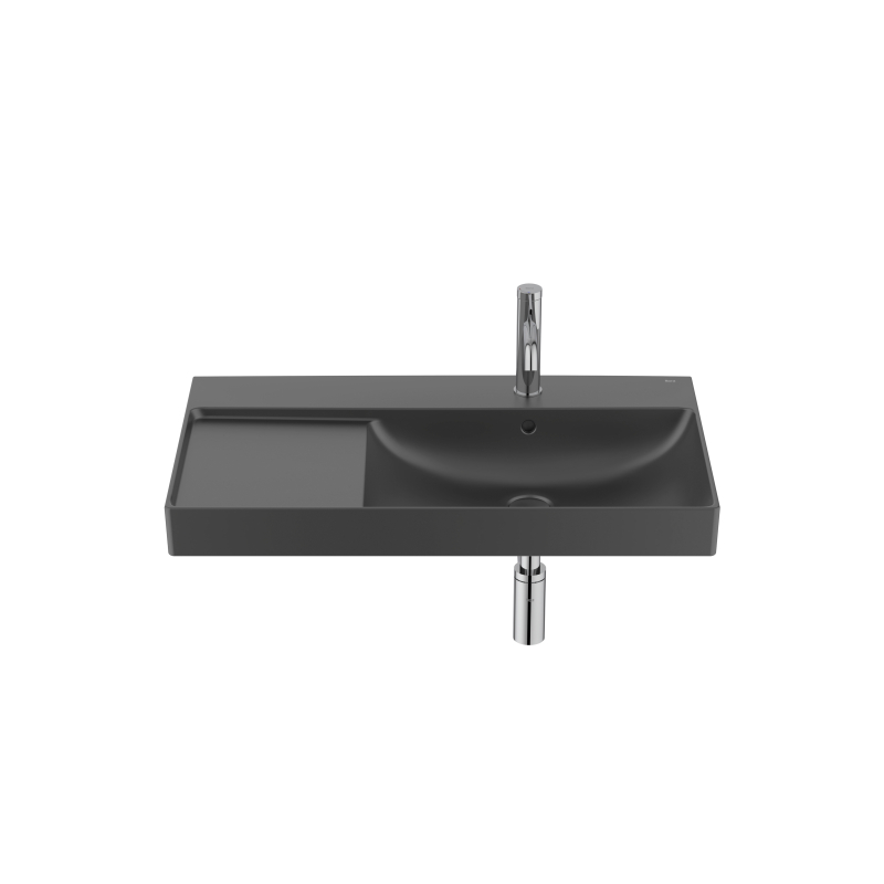ONA Umywalka ścienna 80x46 cm PRAWA Fineceramic CZARNY MAT ROCA A327688080