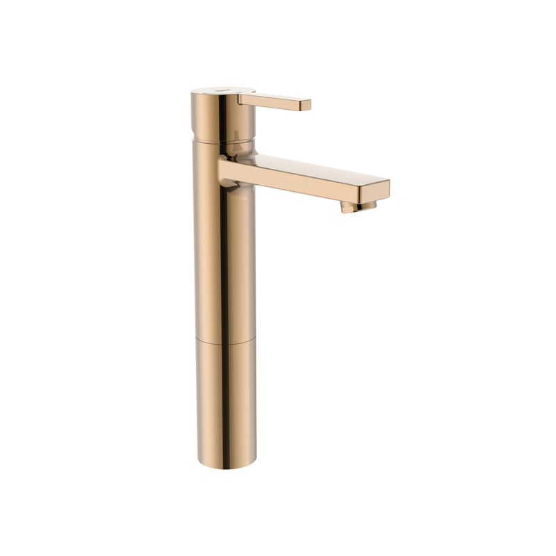 NAIA ROSE GOLD bateria umywalkowa wysoka, Cold Start, bez korka ROCA A5A3B96RG0